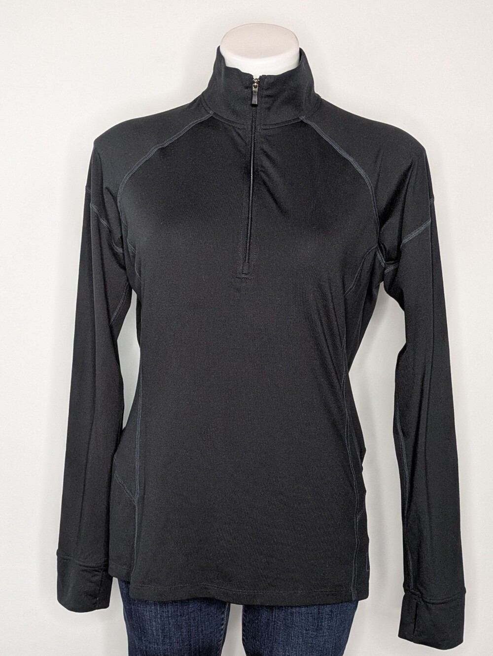 REI Black 1/3 Zip Lightweight Long Sleeve Pullover L